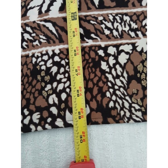 BonWorth Womens XL Button Up Blouse Long Sleeve Brown Black Animal Print Classic - Picture 10 of 15